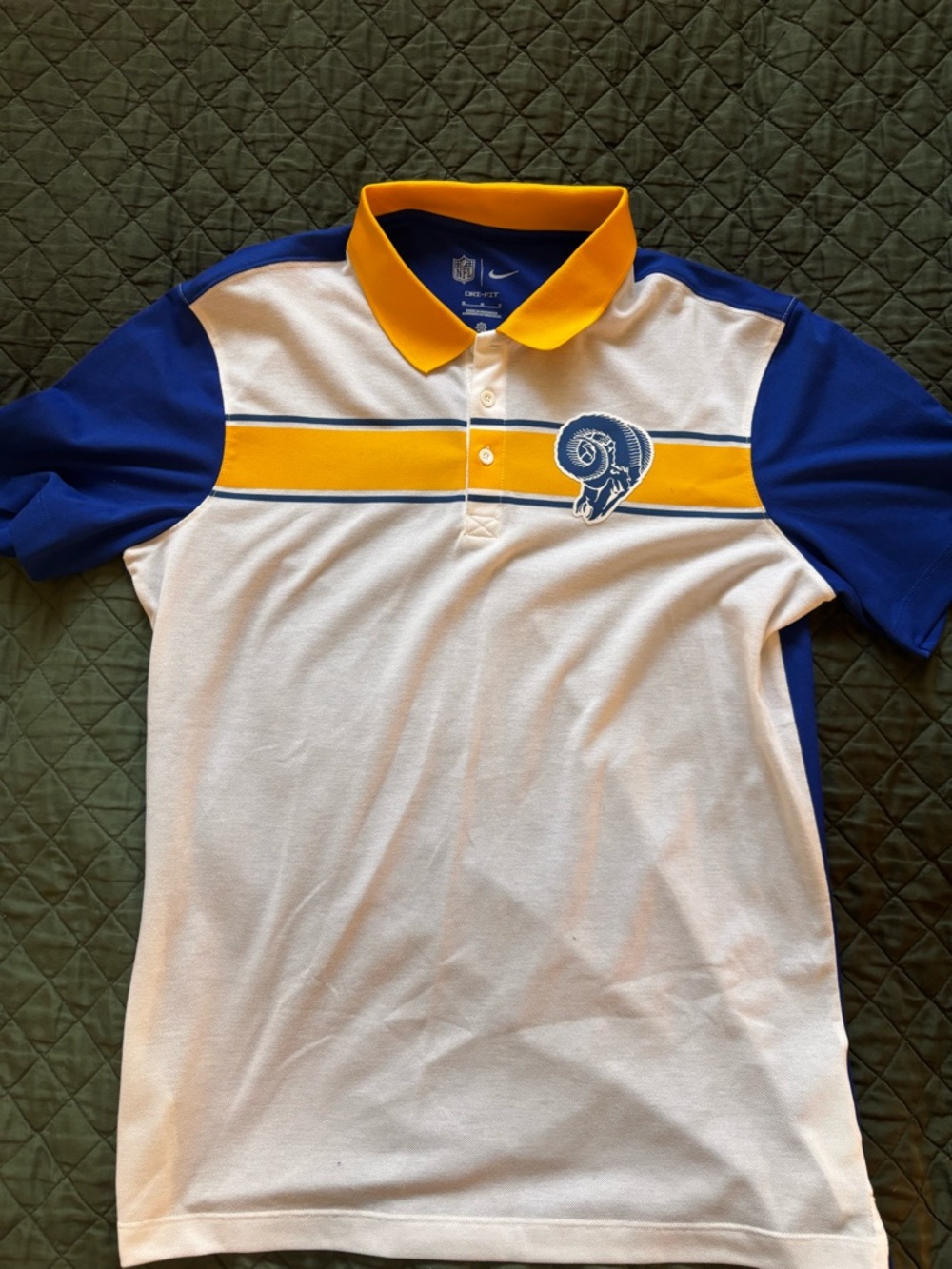 NFL Nike Vintage Los Angeles Rams Blue & Gold Striped Polo